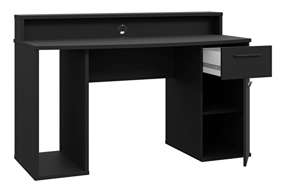PC stolík Ayver (čierny mat) (s LED osvetlením)