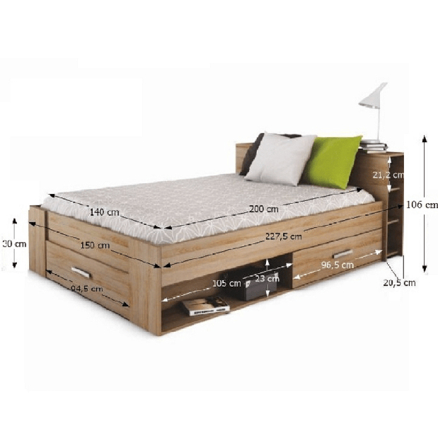 Manželská posteľ 140 cm Atau