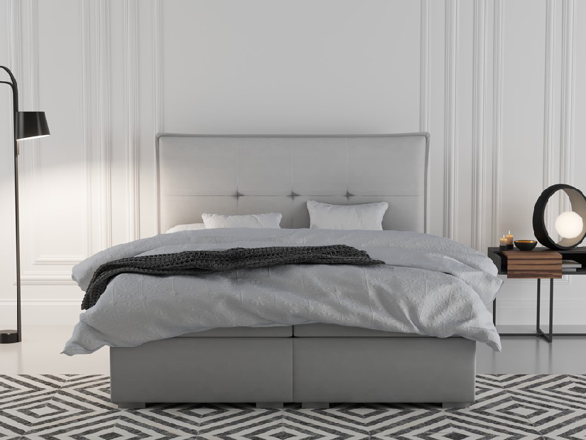 Kontinentálna posteľ 160 cm Carla (svetlosivá) (s úložným priestorom)