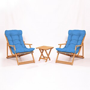 Súprava záhradného stola a stoličiek (3 kusy) Minnie (modrá + prírodná)