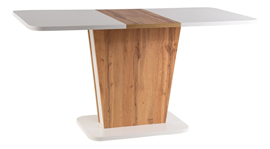 Rozkladací jedálenský stôl 110-145 cm Caridad (biela matná + dub wotan) (pre 4 až 6 osôb)