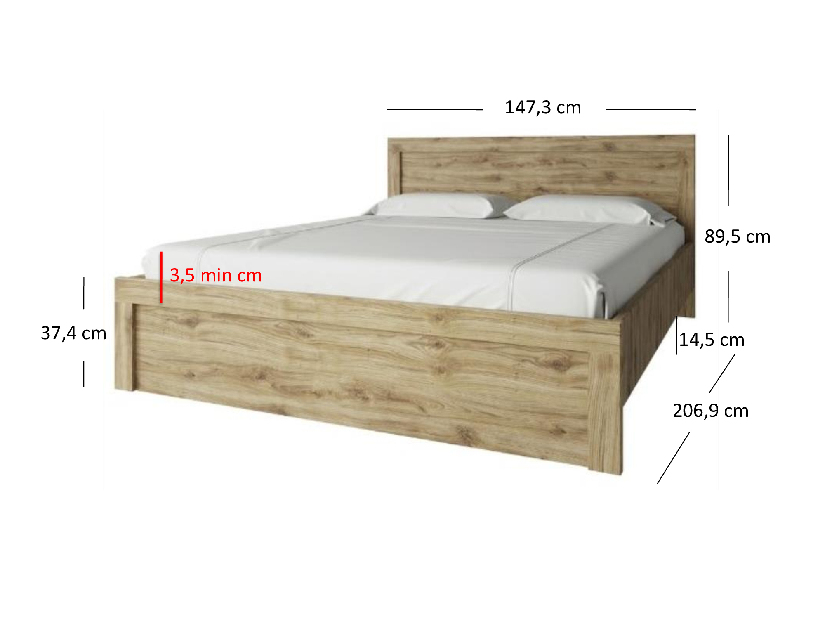 Manželská posteľ 140 cm Deloris (dub navarra) (bez roštu a matraca)