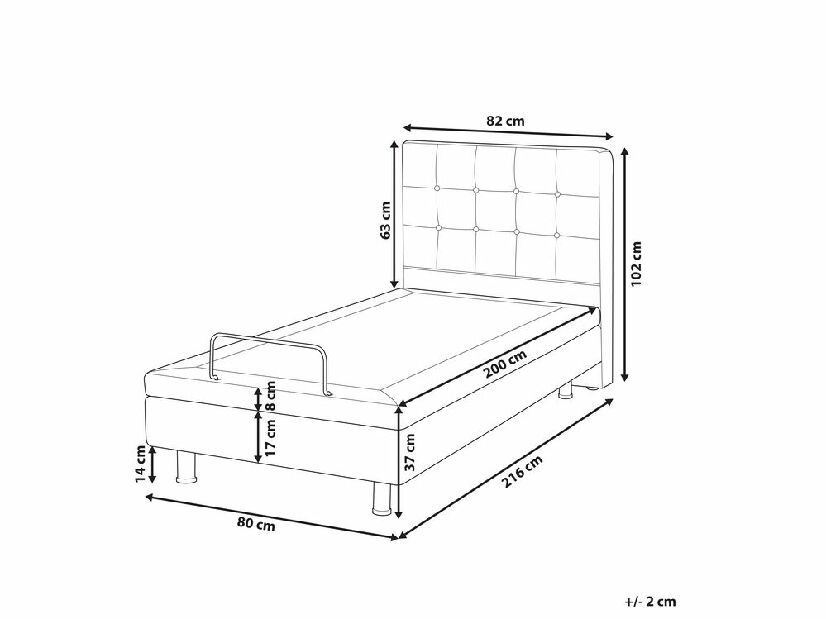 Jednolôžková posteľ 80 cm DUCHE (látka) (béžová) (s roštom)