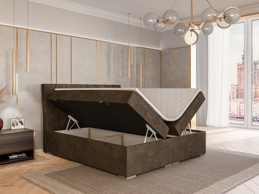 Kontinentálna posteľ 120 cm Driny (karamelová) (s matracom a úl. priestorom)