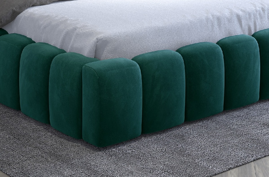 Manželská posteľ 180 cm Luxa (horčičová) (s roštom, úl. priestorom a LED)