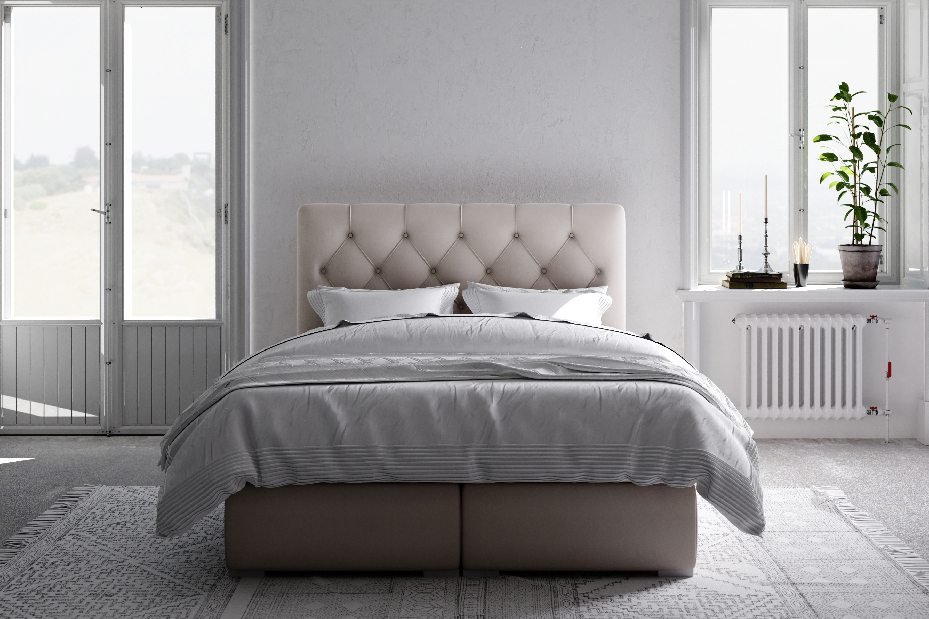 Manželská posteľ Boxspring 180 cm Ronda (s úložným priestorom) (biela) *bazár