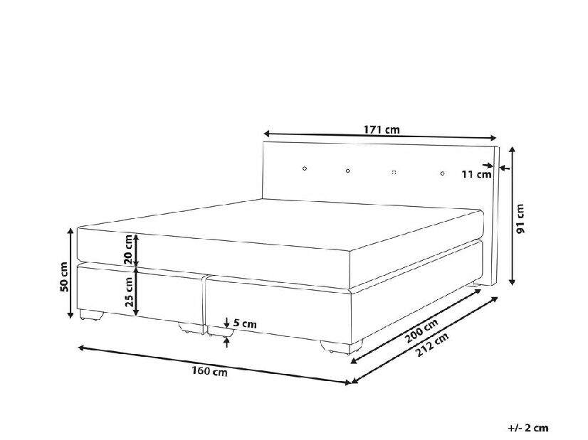 Manželská posteľ Boxspring 160 cm CONSOLE (s roštom a matracom) (sivá)