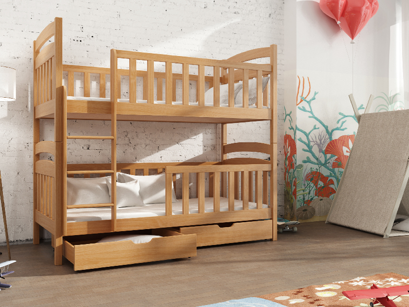 Detská posteľ 90 x 190 cm Antone (s roštom a úl. priestorom) (buk)