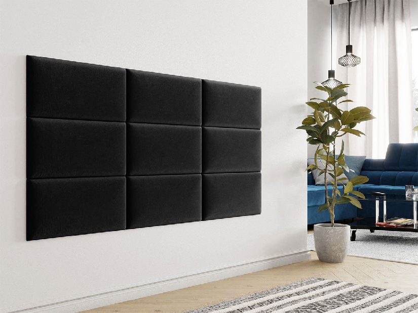 Čalúnený panel (2 ks) Pag 60x30 cm (čierna) *výpredaj