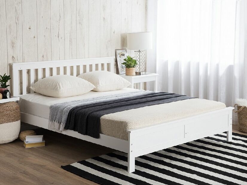 Manželská posteľ 140 cm MAYA (s roštom) (biela)