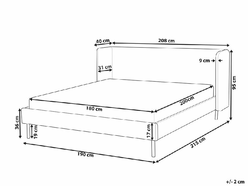 Manželská posteľ 180 cm Aimei (béžovosivá) (s roštom)