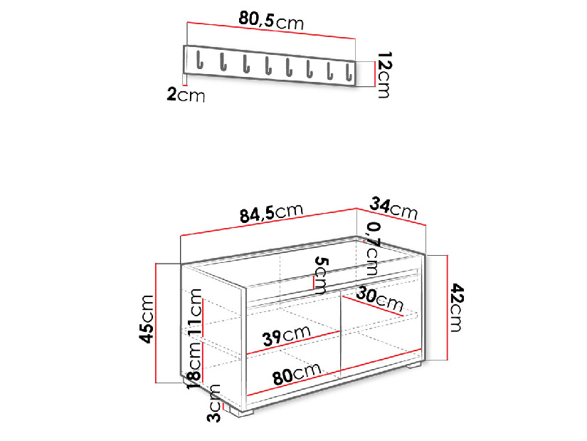 Nábytok do predsiene Kendora 80 (s 12 ks. čalúnených nástenných panelov Pazara 40x30) (ekokoža soft 017 (biela)