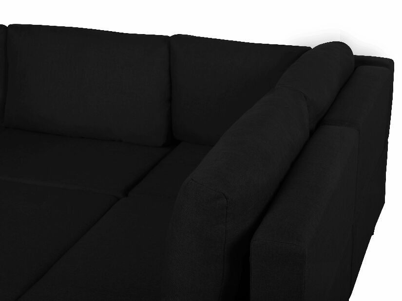 Modulárna pohovka FELLE (polyester) (čierna) (pre 3 ľudí) (s taburetkou)