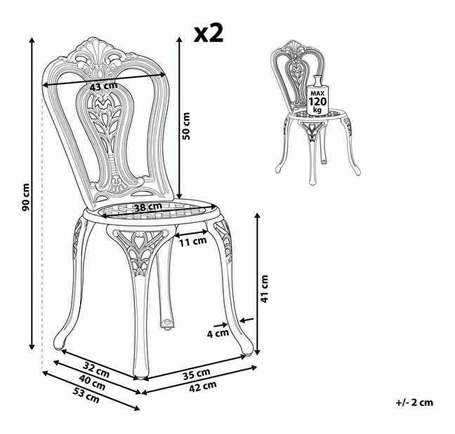 Set 2 ks. záhradných stoličiek BOMELLE (hnedá)