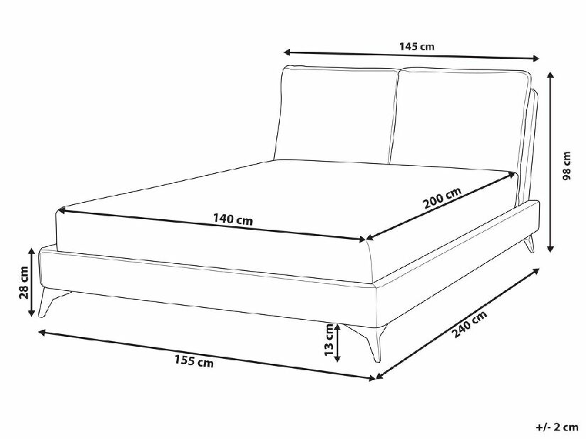 Manželská posteľ 140 cm MELIA (s roštom) (béžová)