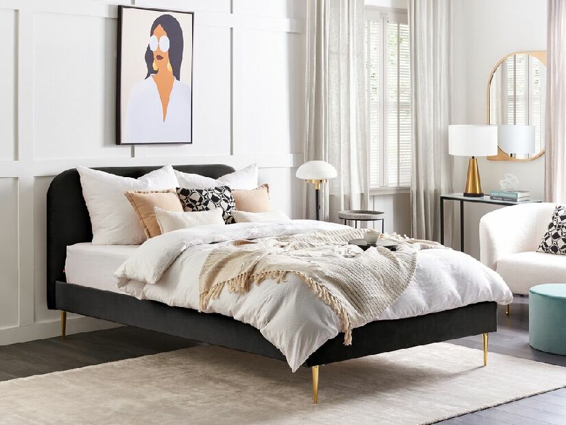 Manželská posteľ 160 cm Faris (čierna) (s roštom)