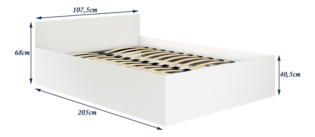Jednolôžková posteľ Cezar (biela) (s matracom a roštom)