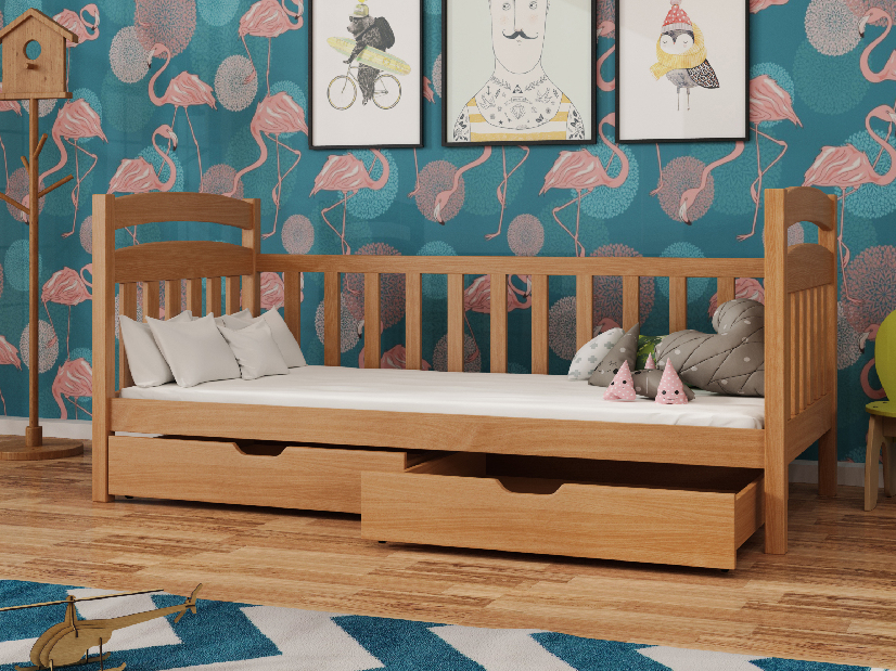 Detská posteľ 90 x 190 cm Tobie (s roštom a úl. priestorom) (buk)