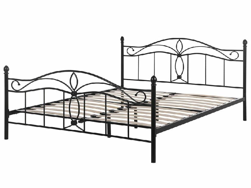 Manželská posteľ 160 cm Aicha (čierna) (s roštom)