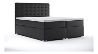 Manželská posteľ Boxspring 160 cm Clady (čierna ekokoža) (s úložným priestorom)