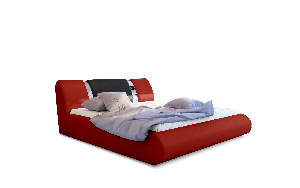 Manželská posteľ 160 cm Fabio (červená + čierna) (s roštom a úl. priestorom)