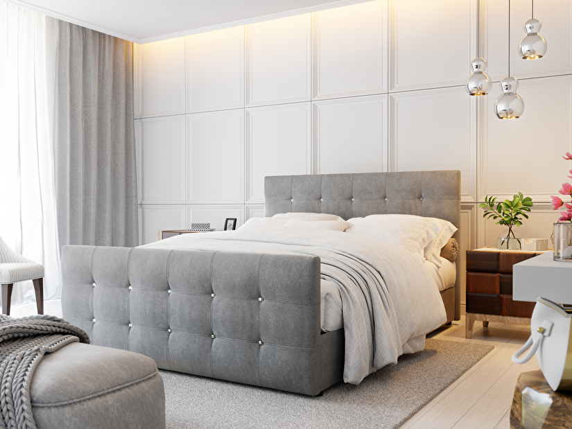 Manželská posteľ 160 cm Futura Kloe (s matracom a roštom) (sivá) 