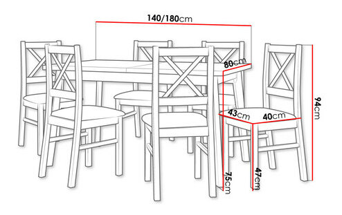 Stôl so 6 stoličkami AL43 Mirjan Amici (Dub artisan + Čierna + sivá)