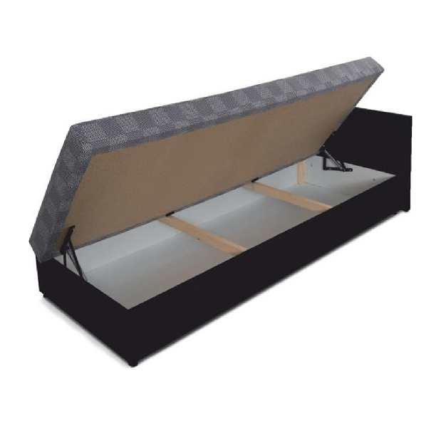 Jednolôžková posteľ (váľanda) 80 cm Jeannine (sivá + čierna) (s úl. priestorom) (P)