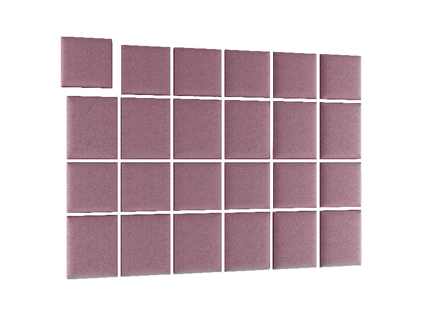 Set 24 čalúnených panelov Quadra 240x180 cm (ružová)