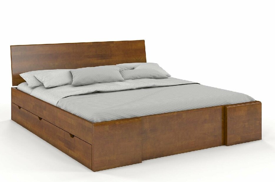 Manželská posteľ 200 cm Naturlig Blomst High Drawers (buk) (s roštom)