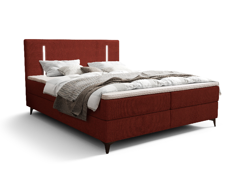 Jednolôžková posteľ 120 cm Ortega Comfort (červená) (s roštom a matracom, s úl. priestorom) (s LED osvetlením)