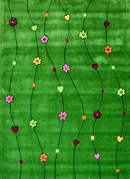 Ručne všívaný koberec (tuftovaný) Bakero Kids Flowers Green