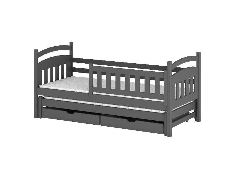Detská posteľ 90 x 200 cm GLYNDA (s roštom a úl. priestorom) (grafit)