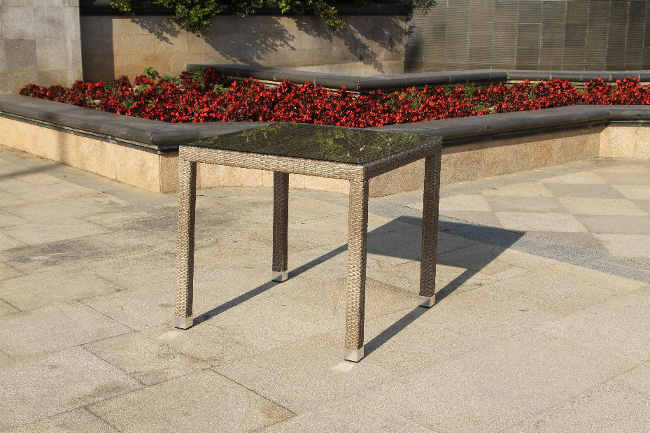 Záhradný stôl Exterio Cuba 80 natur (hliník + umelý ratan)