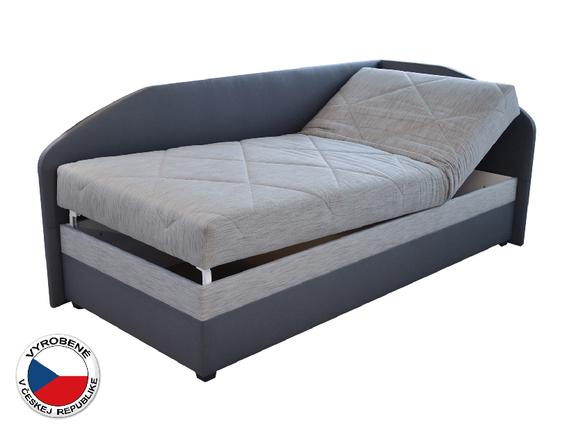 Jednolôžková posteľ (váľanda) 90 cm Blanár Turi (svetlosivá + tmavosivá) (s roštom a matracom) (P) *bazár