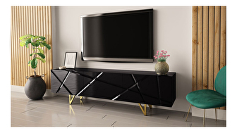 TV stolík/skrinka 180 Nivotis 01 (čierna + čierny lesk + zlatá) *výpredaj