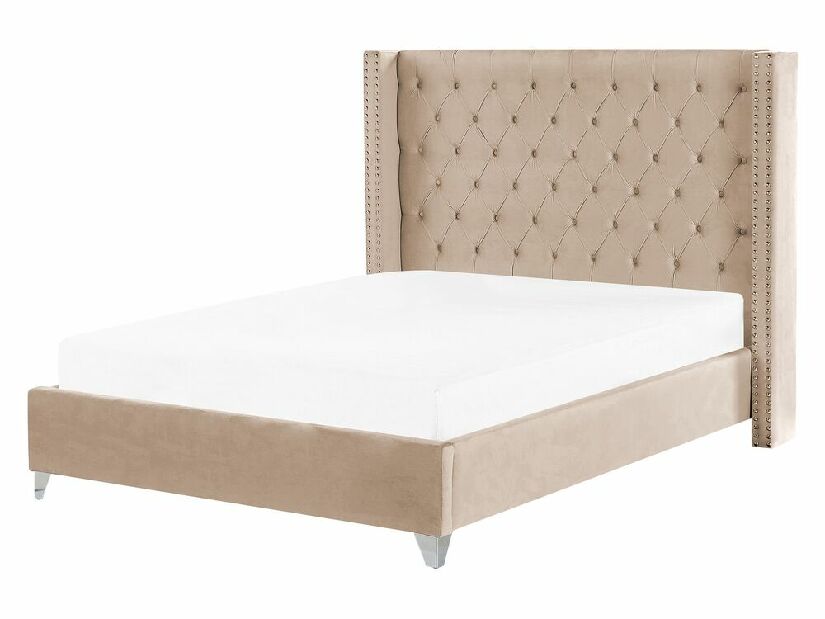 Manželská posteľ 160 cm LUBECK (s roštom) (béžová)