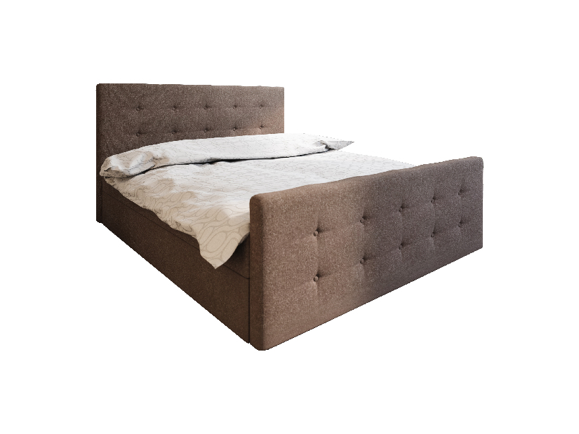 Manželská posteľ Boxspring 180 cm Milagros Comfort 1 (tmavohnedá) (s matracom a úložným priestorom)