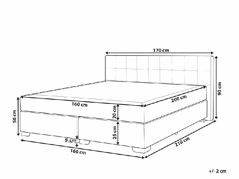 Manželská posteľ Boxspring 160 cm ADIR (s matracmi) (sivá)