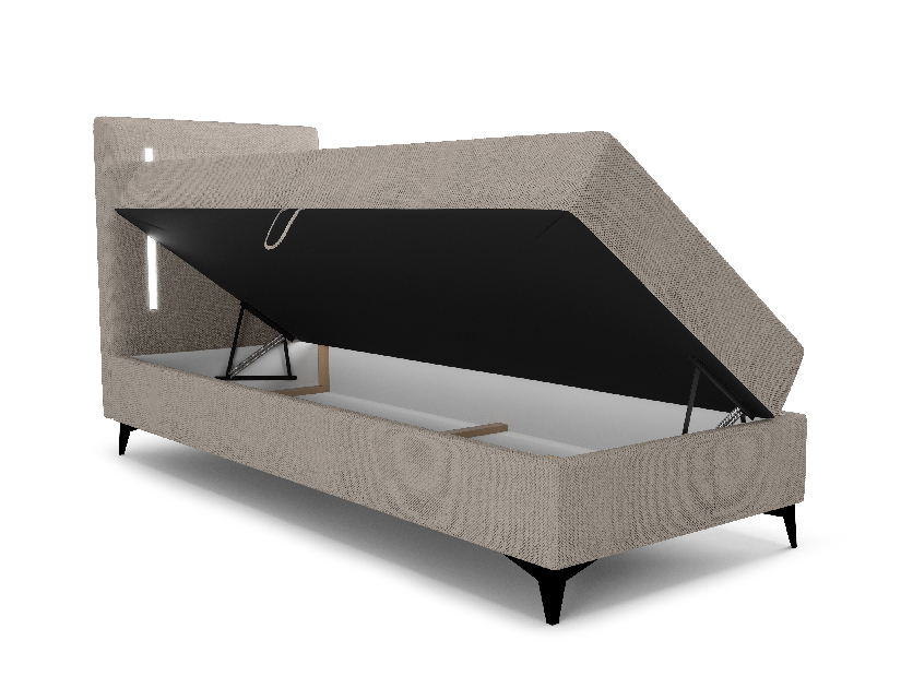 Jednolôžková posteľ 80 cm Ortega Comfort (hnedosivá) (s roštom a matracom, s úl. priestorom) (s LED osvetlením)
