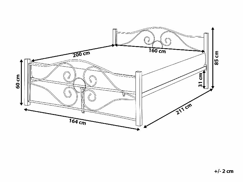 Manželská posteľ 160 cm FLANGE (s roštom) (čierna)