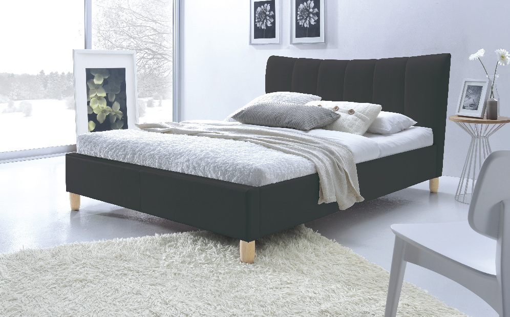 Manželská posteľ 160 cm Sandy (čierna) (s roštom)