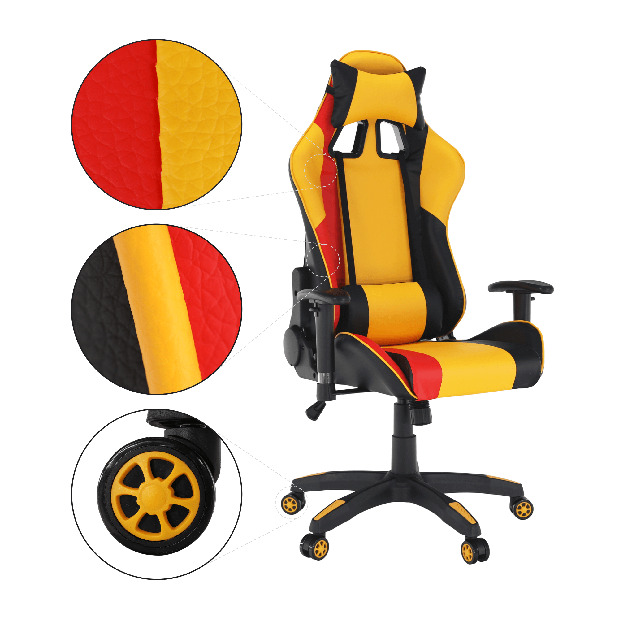 Kancelárske/herné kreslo Dainty (žltá + čierna + oranžová)