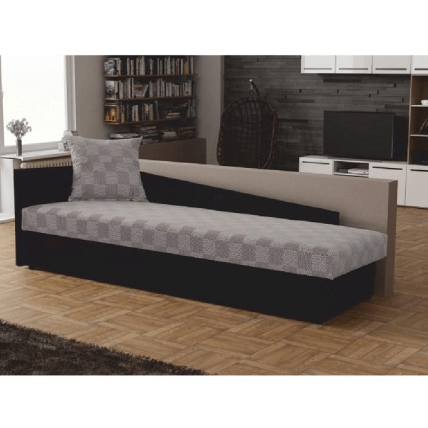 Jednolôžková posteľ (váľanda) 80 cm Jeannine (sivá + čierna) (s úl. priestorom) (L) *výpredaj