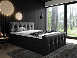 Manželská posteľ Boxspring 160 cm Larnaka (čierna ekokoža) *bazár
