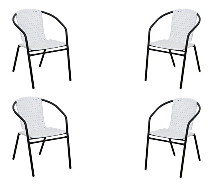 Záhradná stolička (4 ks.) Brittaney (biela + čierna) *výpredaj