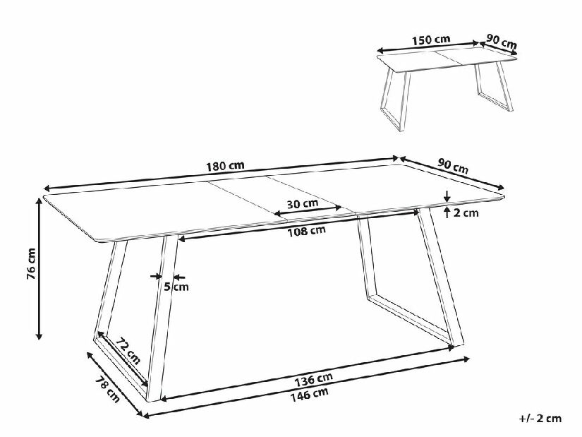 Jedálenský stôl Teemu (čierna) (pre 8 a viac osôb)