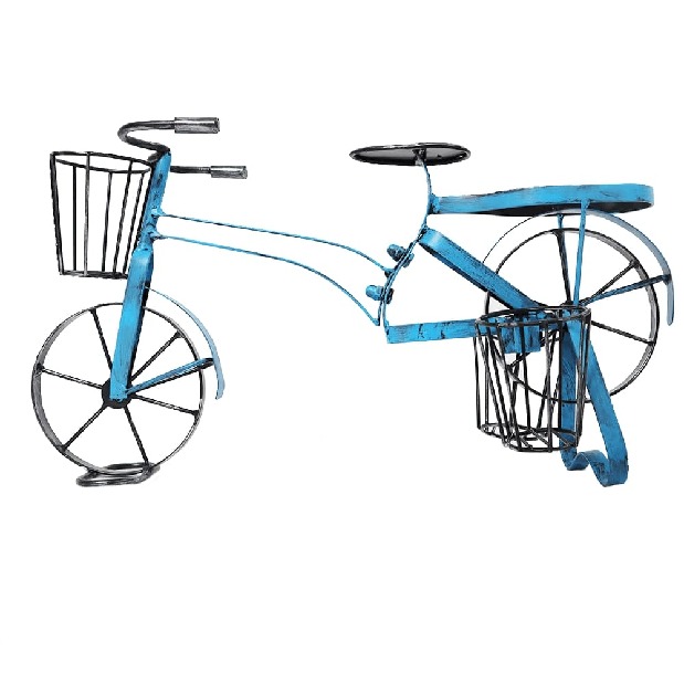 Retro kvetináč v tvare bicykla Alberic (čierna + modrá) *výpredaj