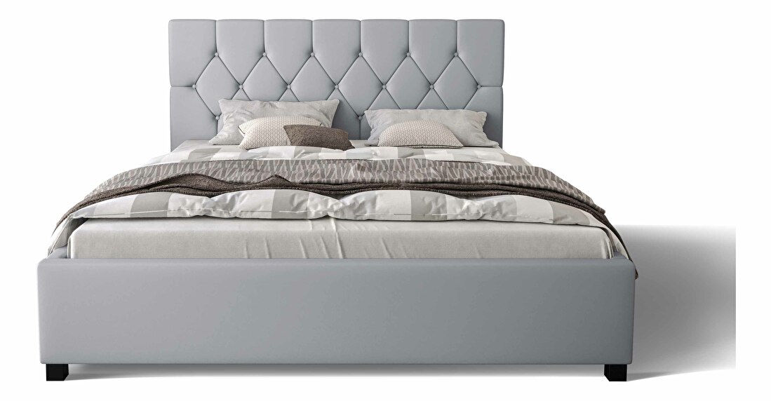 Manželská posteľ 140 cm Sylvie (sivá) (s roštom a úložným priestorom)