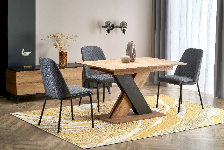 Jedálensky stôl Xavier (dub wotan + čierna)